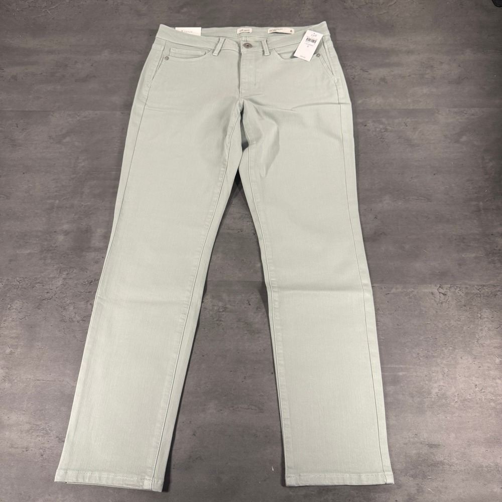 J Jill Pants Women 6 Authentic Fit Slim Ankle Light Sage Mist Stretch Denim $89